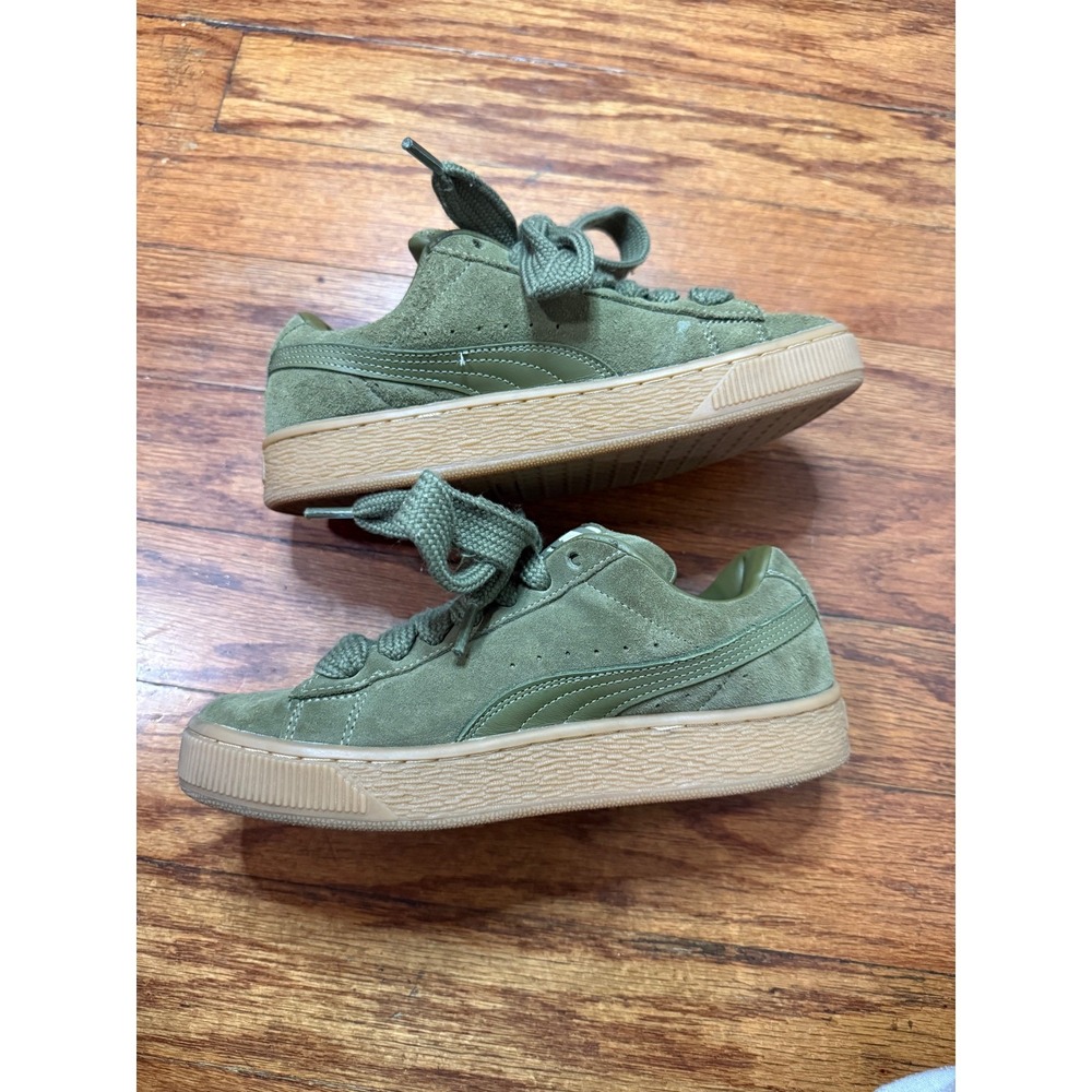 Puma Suede XL Olive Green Gum Sole Low Top Sneakers Womens 7 - Picture 5 of 8